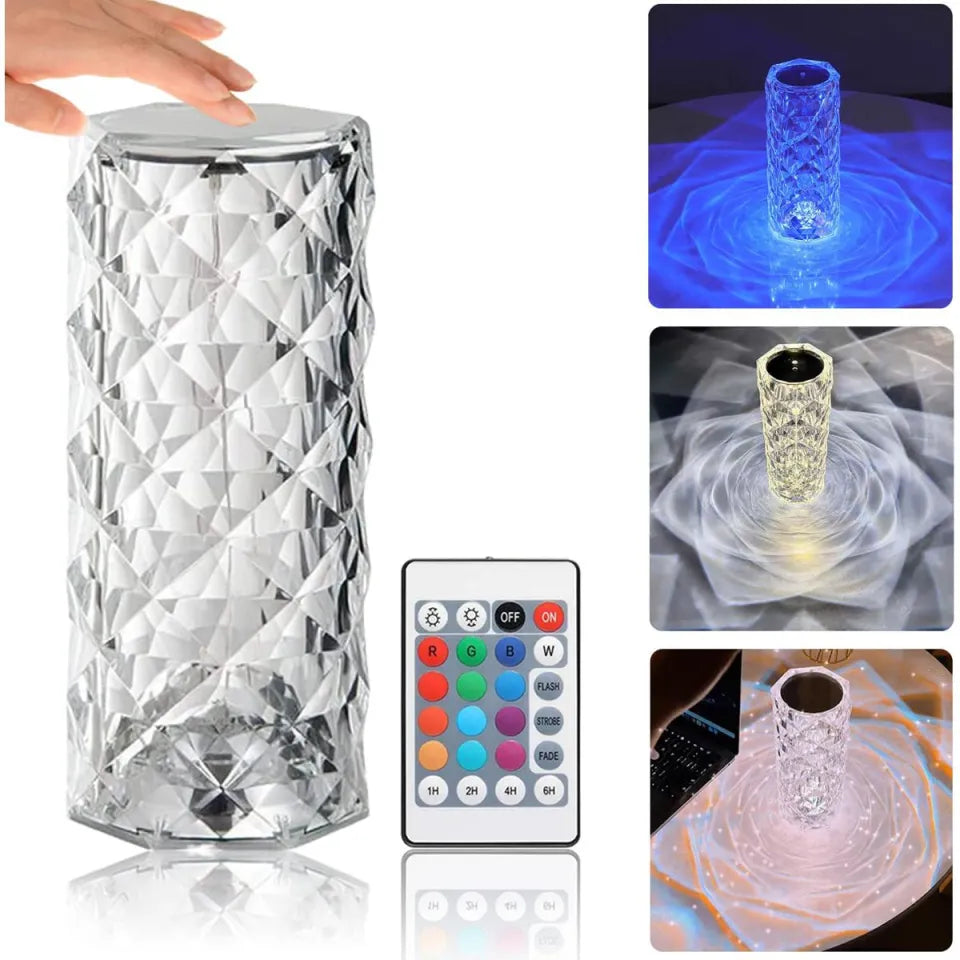 ✨ Crystal Diamond Table Lamp ✨ Transform your space with elegance and style! This romantic rose diamond lamp shines like a real crystal, reflecting light in stunning diamond patterns