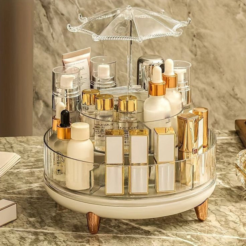 Organize in style with the 360° Rotating Makeup Holder Stand!