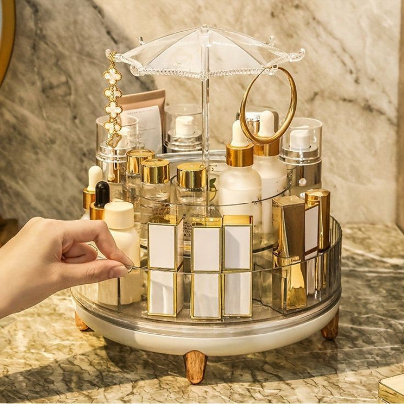 Organize in style with the 360° Rotating Makeup Holder Stand!