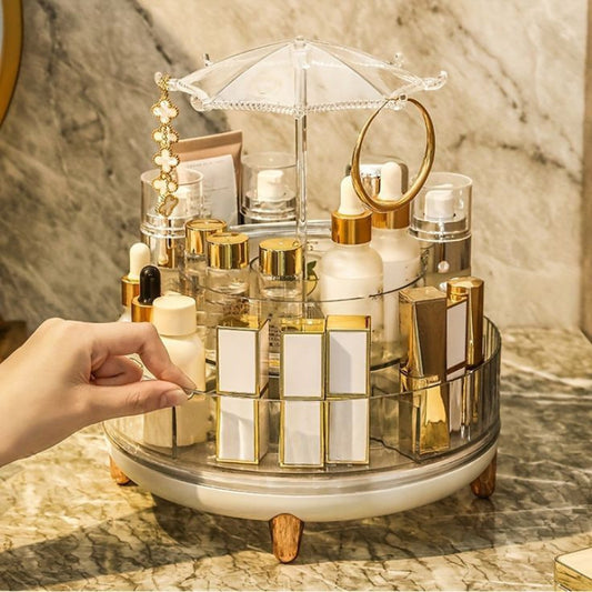 Organize in style with the 360° Rotating Makeup Holder Stand!