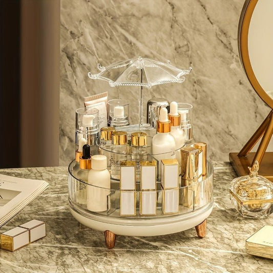 Organize in style with the 360° Rotating Makeup Holder Stand!