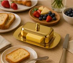 “Butter in Style, Serve with Luxury”Luxury Gold Butter Dish with Lid – Elegant Brunch Tableware